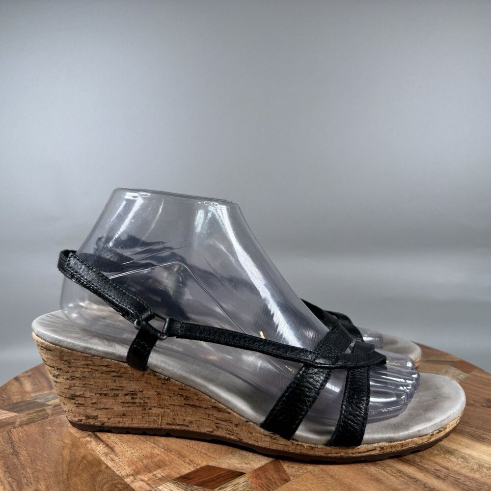 Patagonia Solimar‎ Wedge Strappy Sandals Shoes Leather Women’s Size 8.5 Black